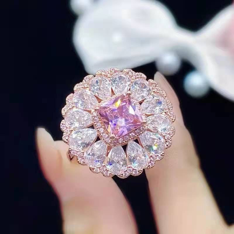 Scentorya rose plated studded with zirconia diamond in light rose stone color ring