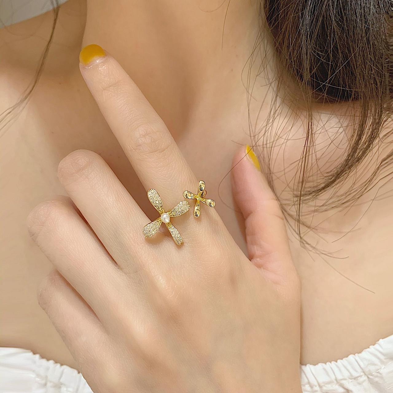 Scentorya gold plated studded with cubic zirconia diamond ring