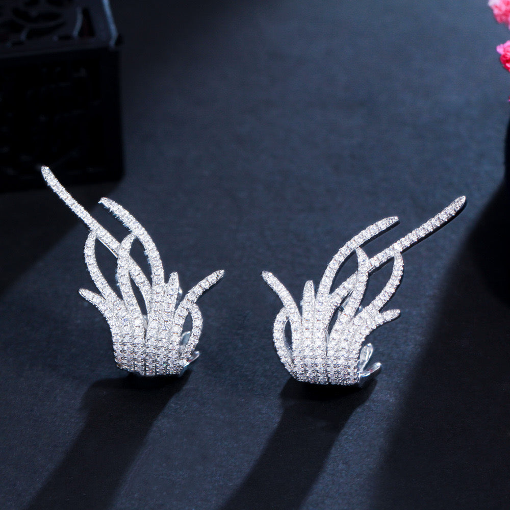 Scentorya Silver Plated Studded With Zirconia Diamond Earrings