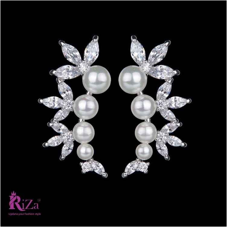 Scentorya Silver Plated Studded With Zirconia Diamond Earrings