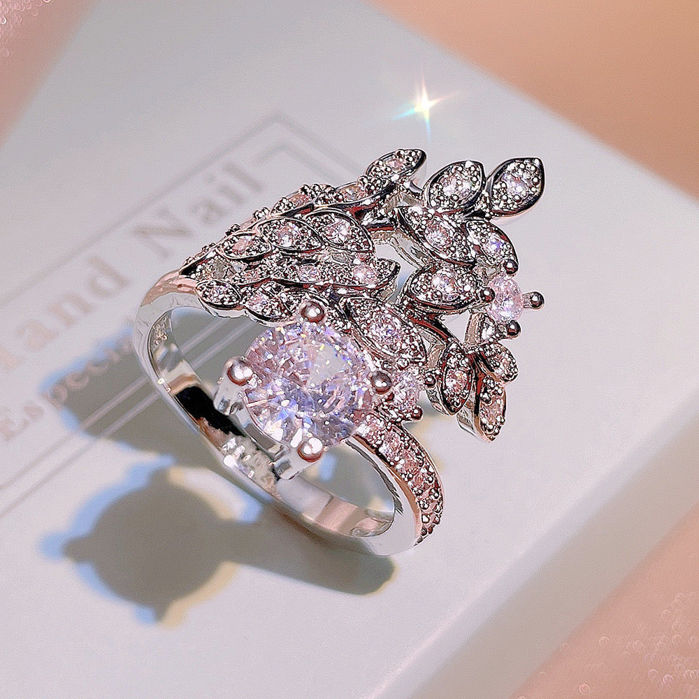 Scentorya silver plated studded with cubic zirconia diamond ring