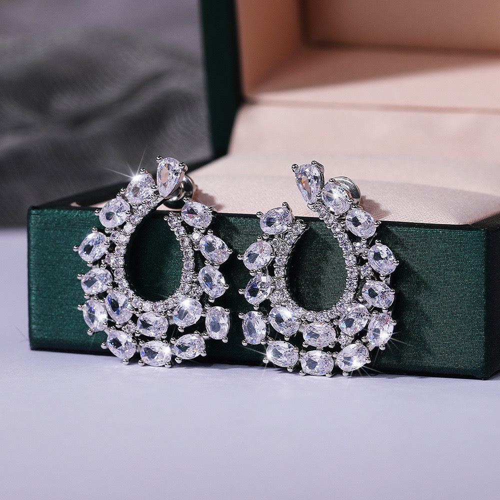 Scentorya Silver Plated Studded With Zirconia Diamond Earrings
