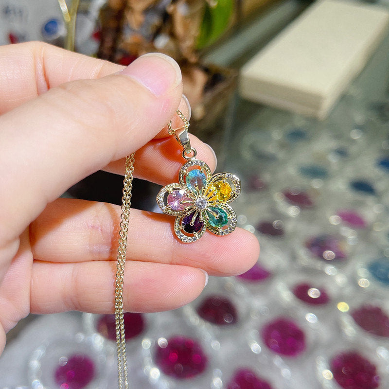 Scentorya Silver Plated Studded With Zirconia Dimond With multi Stone Chain Pendant