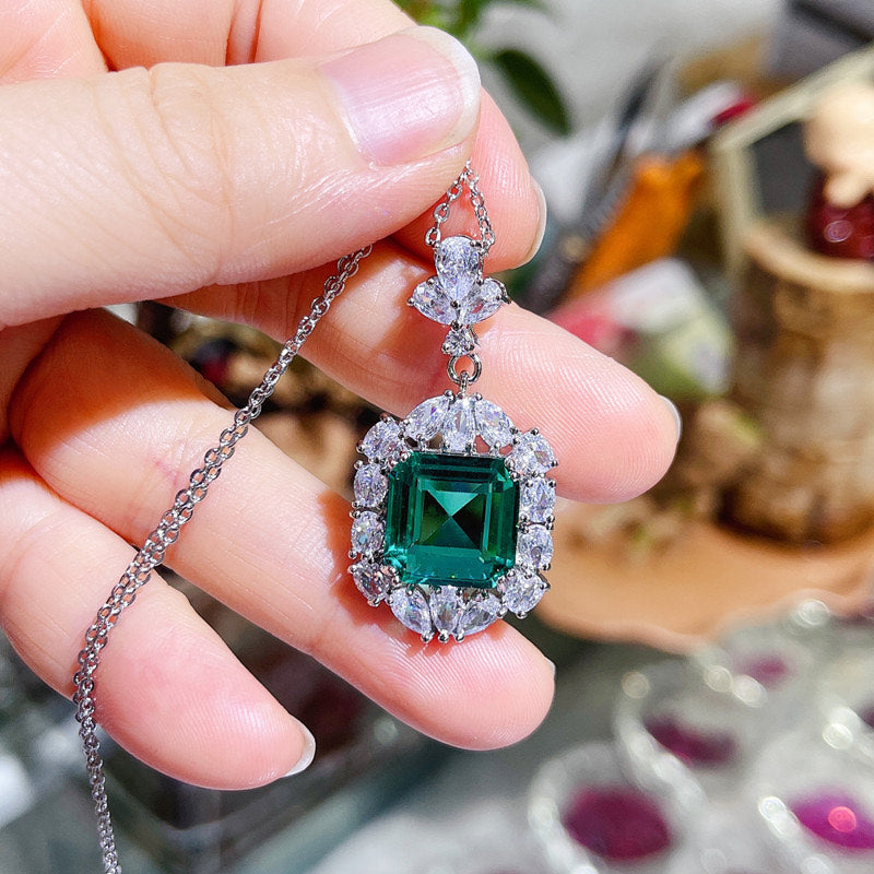 Scentorya Silver Plated Studded With Cubic Zirconia Diamond With Color Stones Chain Pendant
