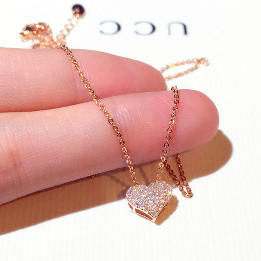 Scentorya Rose Plated Studded With Cubic Zirconia Diamond Chain Pendant