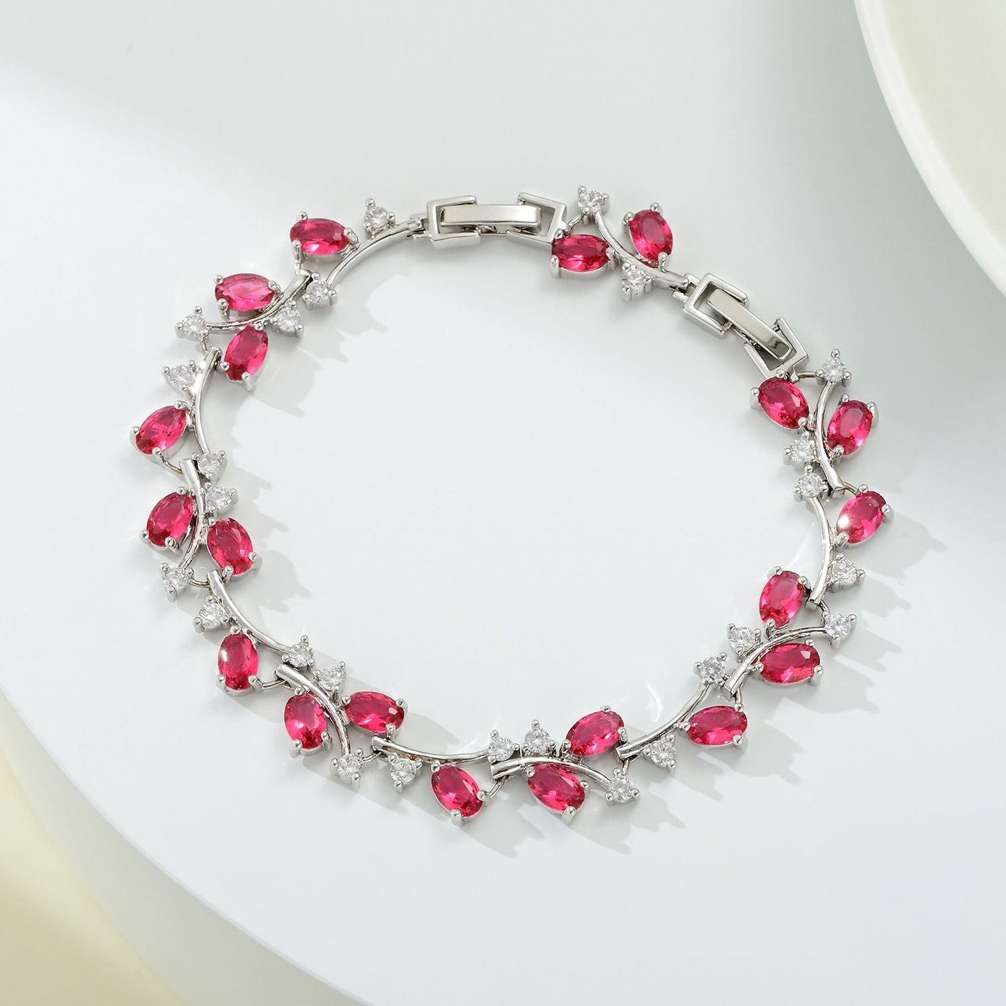 Scentorya Silver Plated Studded With Zirconia Diamond With Stone Bracelet