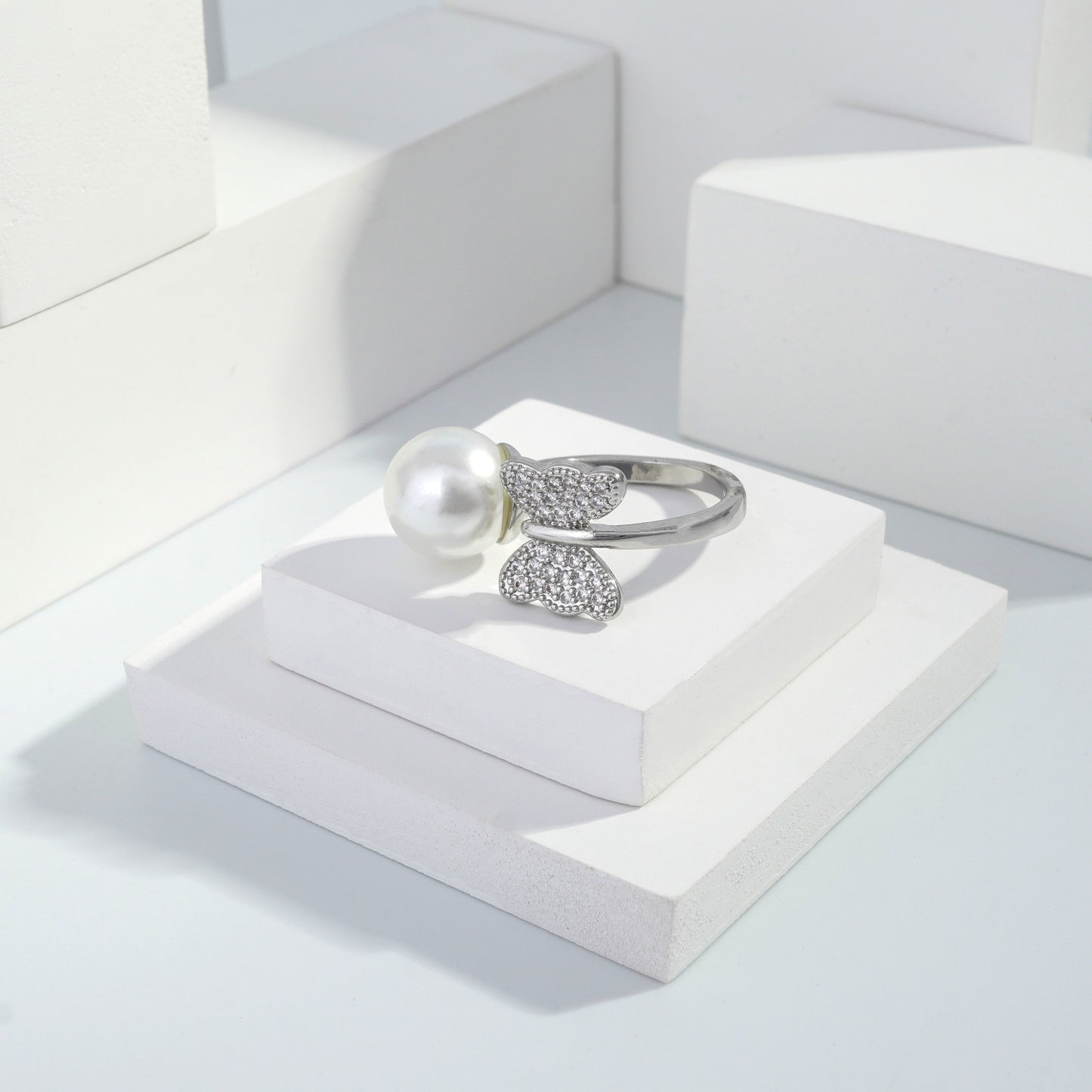 Scentorya Silver plated studded with cubic zirconia diamond Silver Ring