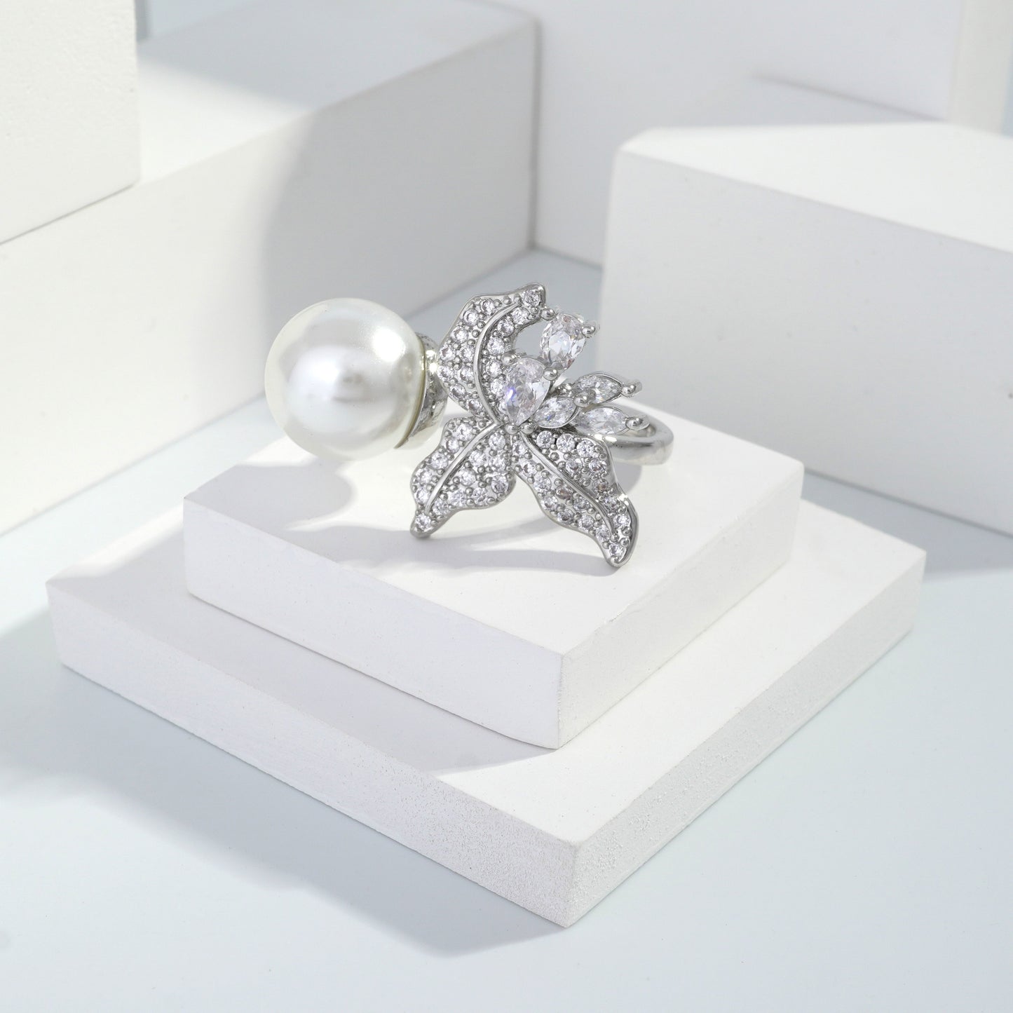 Scentorya Silver plated studded with cubic zirconia diamond Silver Ring