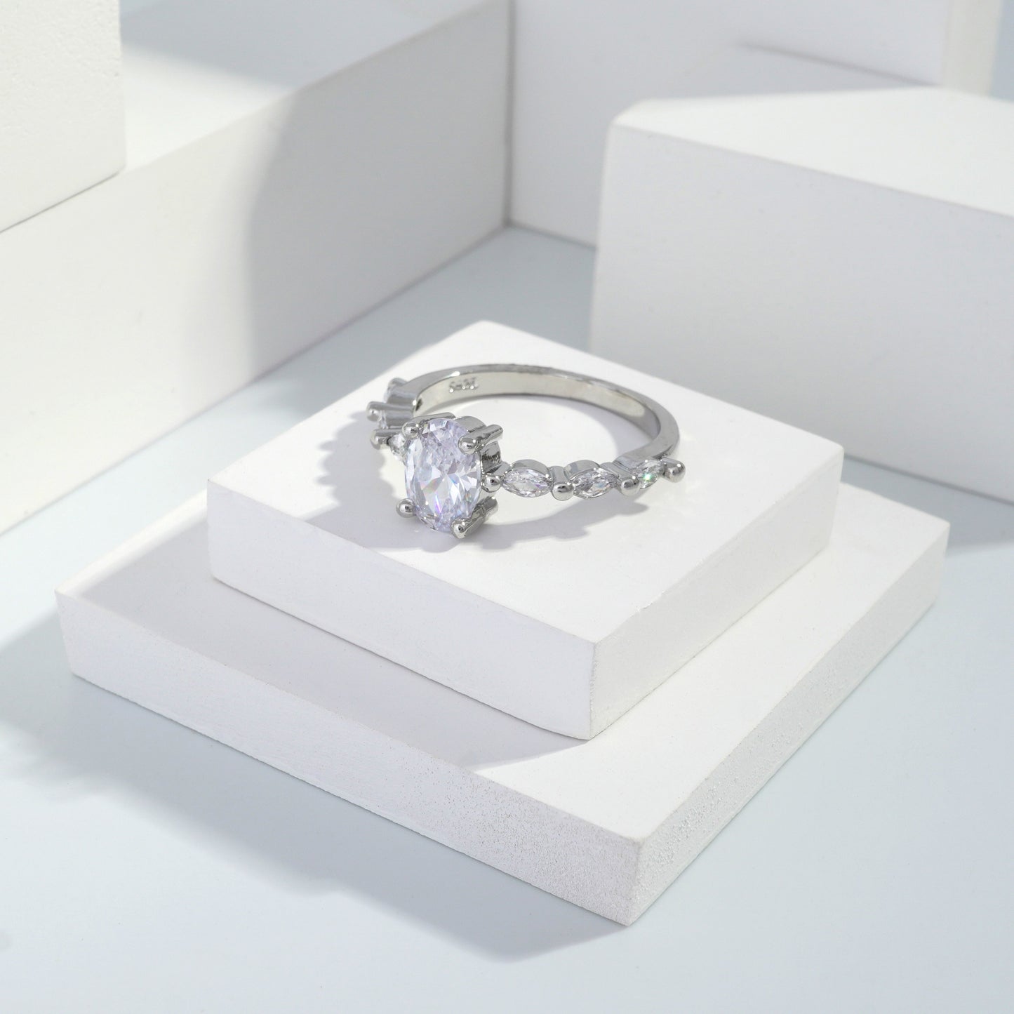 Scentorya Silver plated studded with cubic zirconia diamond Silver Ring