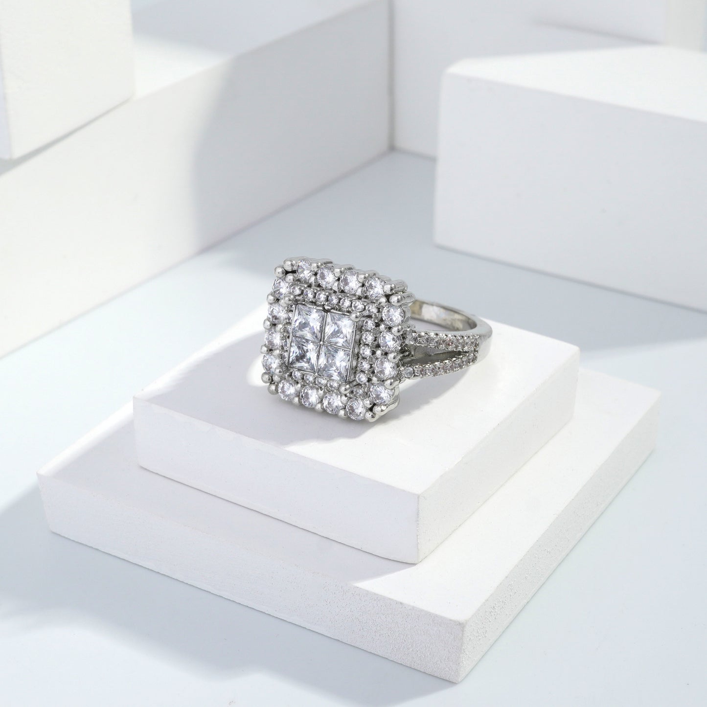 Scentorya Silver plated studded with cubic zirconia diamond Silver Ring