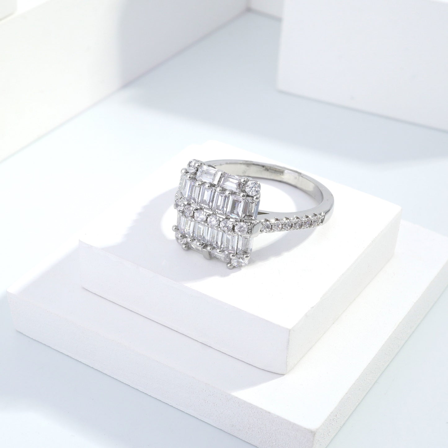 Scentorya Silver plated studded with cubic zirconia diamond Silver Ring