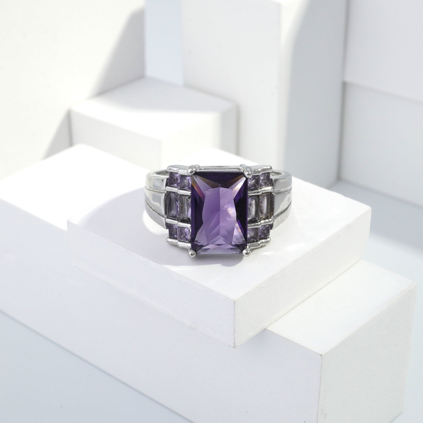 Scentorya Silver plated studded with cubic zirconia diamond Silver Ring