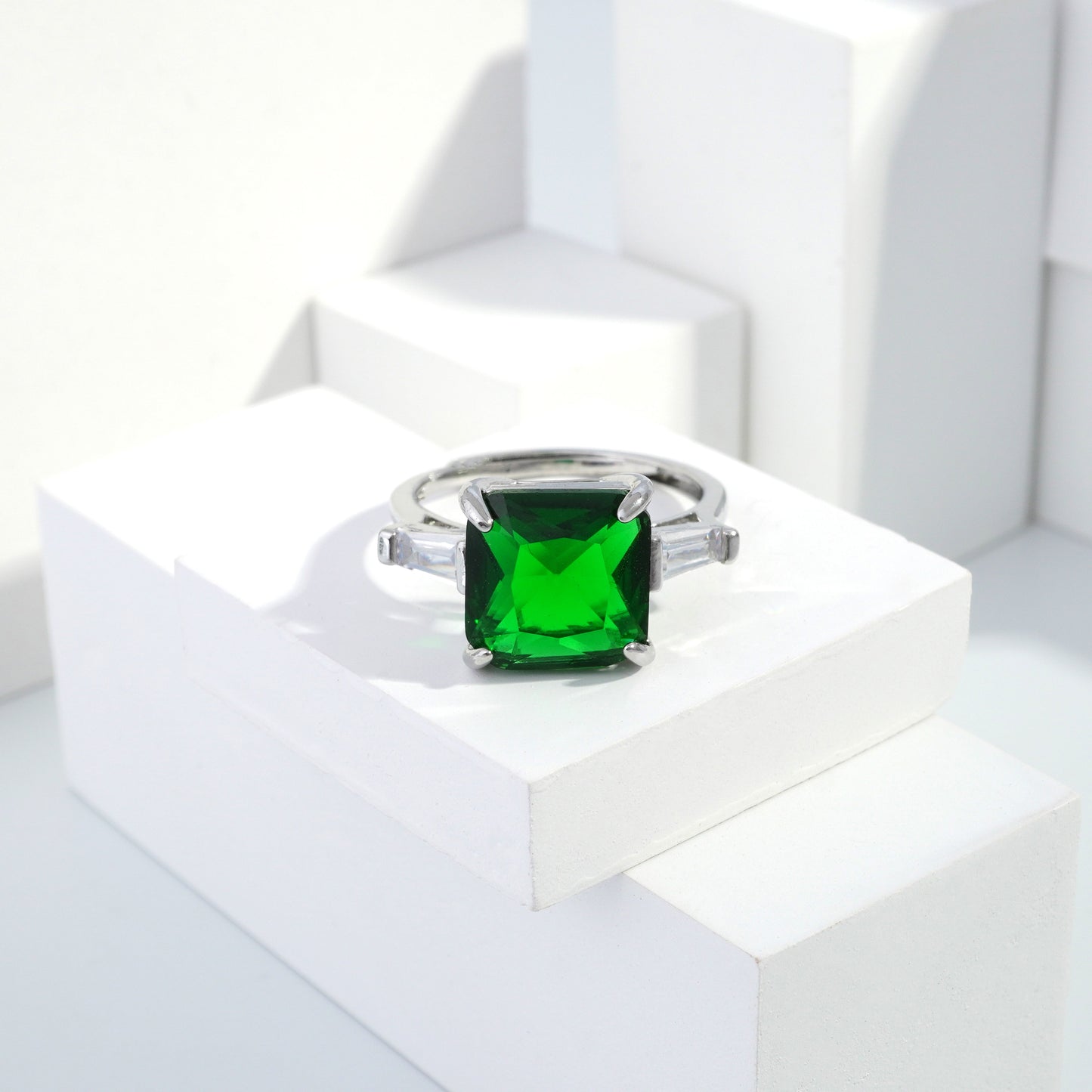 Scentorya Silver plated studded with cubic zirconia diamond Silver Ring