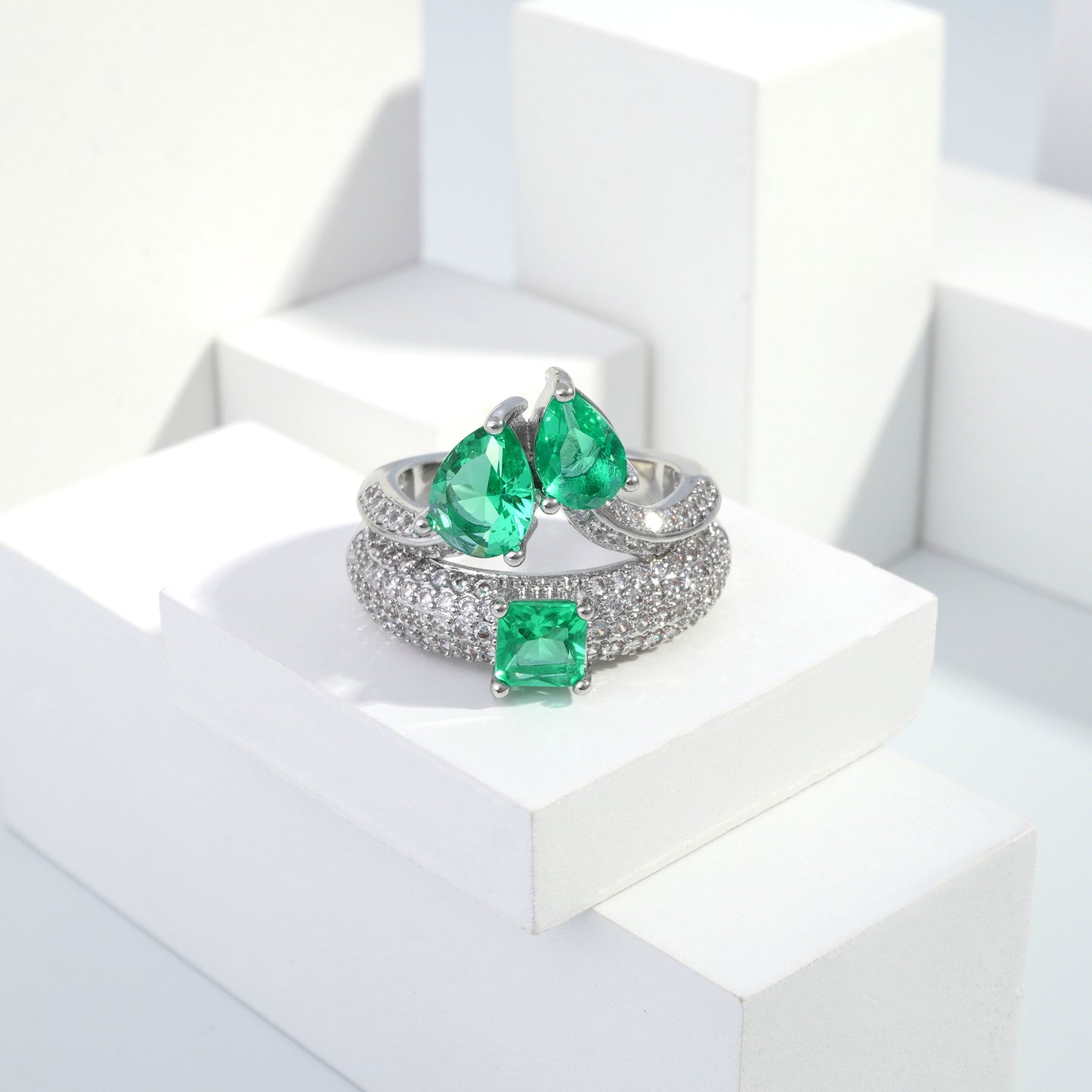 Scentorya Silver plated studded with cubic zirconia diamond Silver Ring
