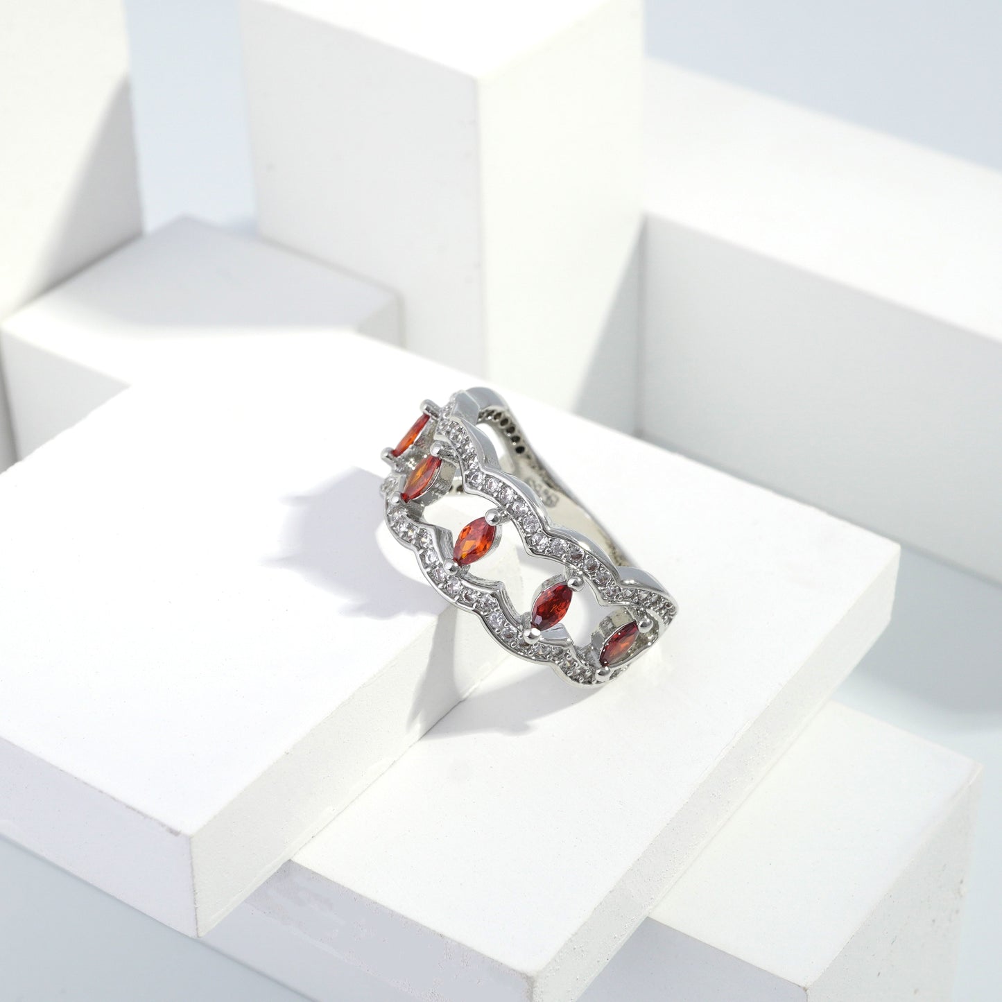 Scentorya Silver plated studded with cubic zirconia diamond Silver Ring