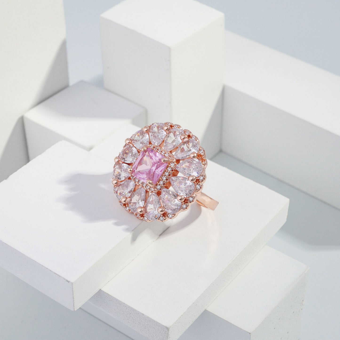Scentorya Rose Gold plated studded with cubic zirconia diamond Ring
