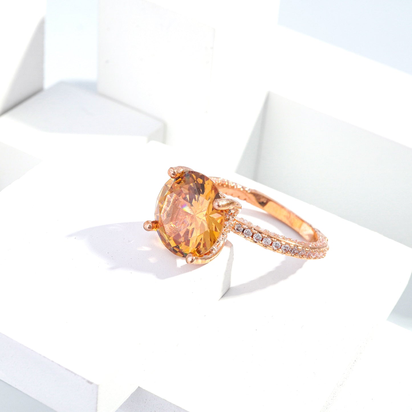 Scentorya Rose Gold plated studded with cubic zirconia diamond Ring