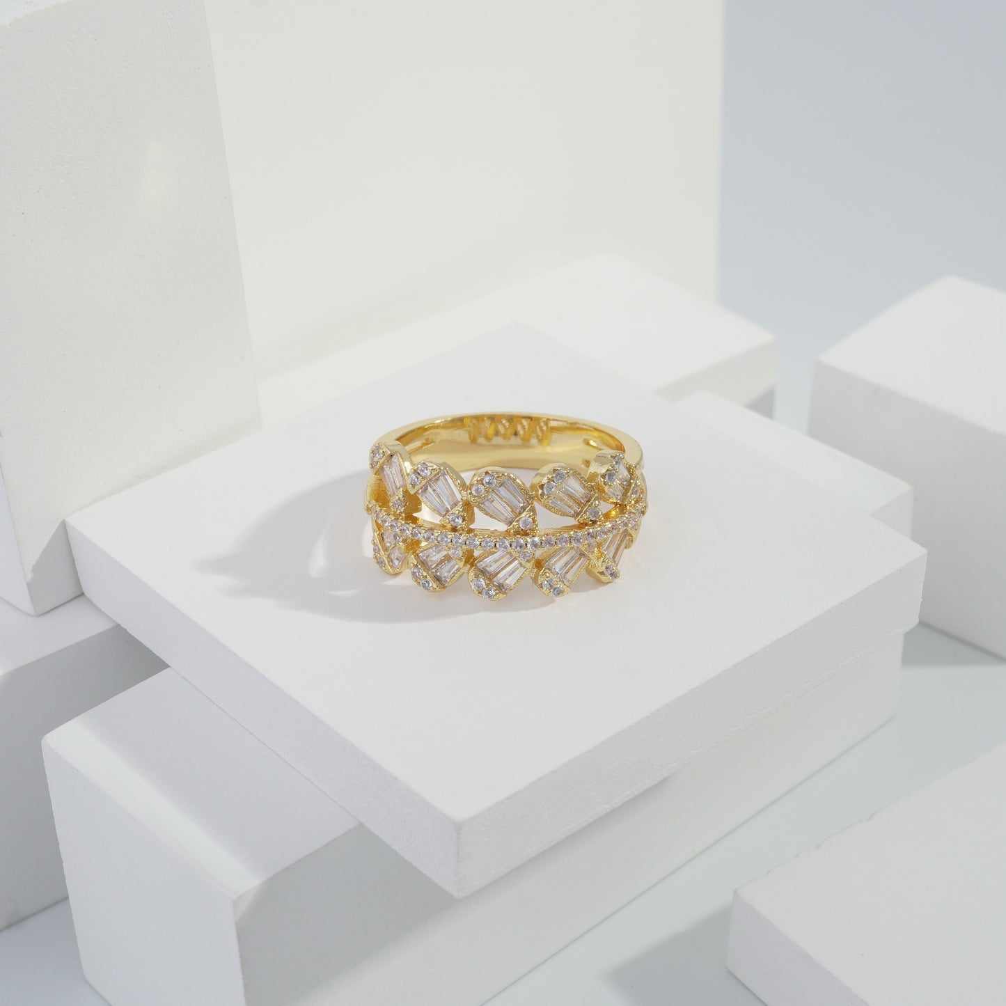 Scentorya Gold plated studded with cubic zirconia diamond Gold Ring