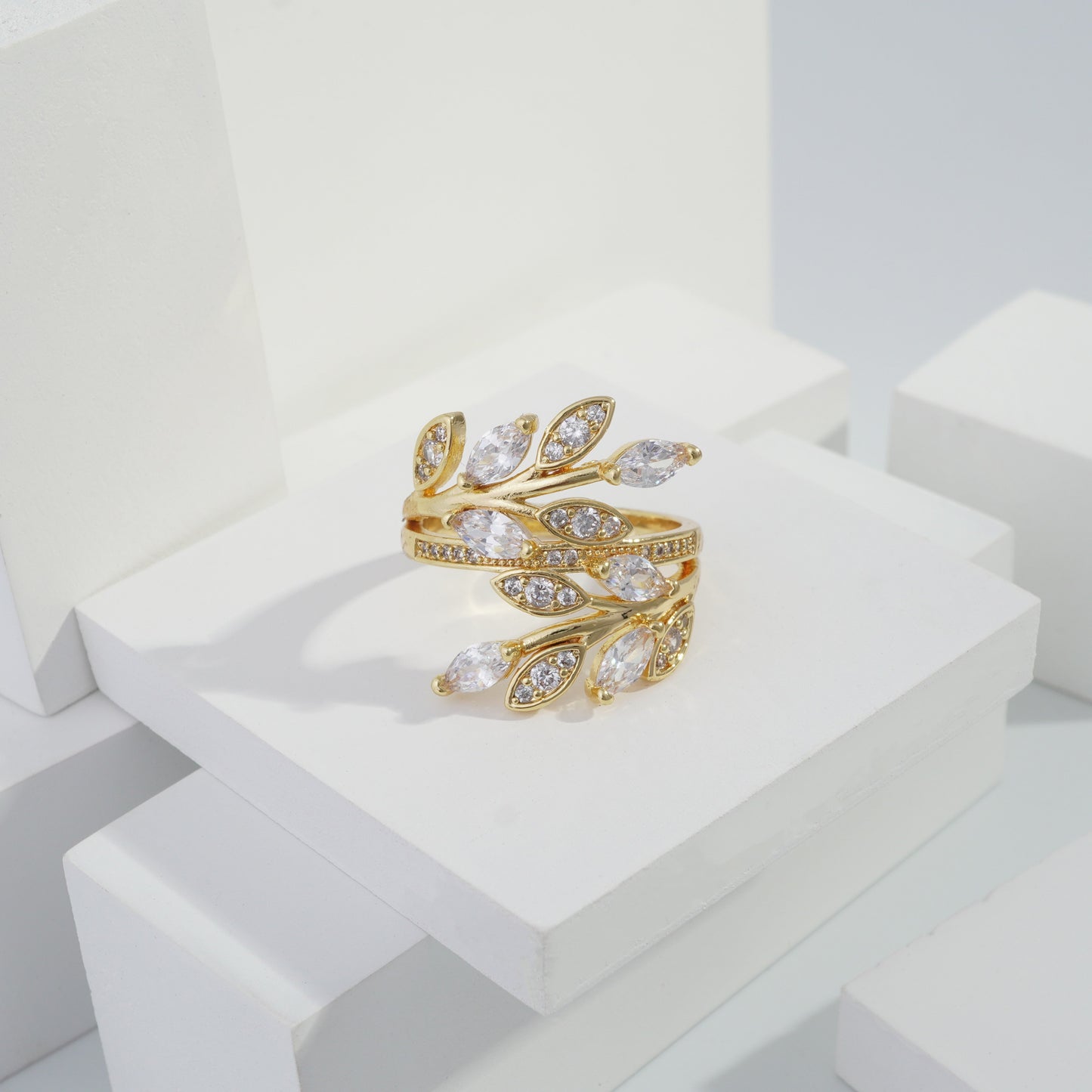 Scentorya Gold plated studded with cubic zirconia diamond Gold Ring