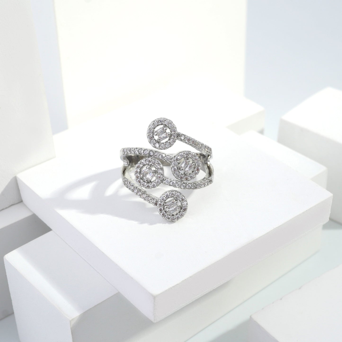 Scentorya Silver plated studded with cubic zirconia diamond Silver Ring