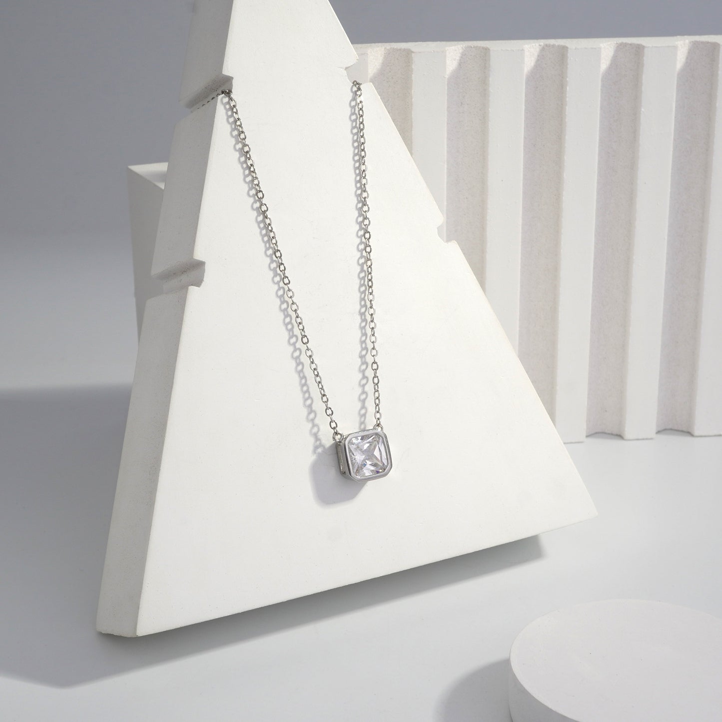 Scentorya Silver Plated Studded With Zirconia Diamonds Silver Chain Pendant