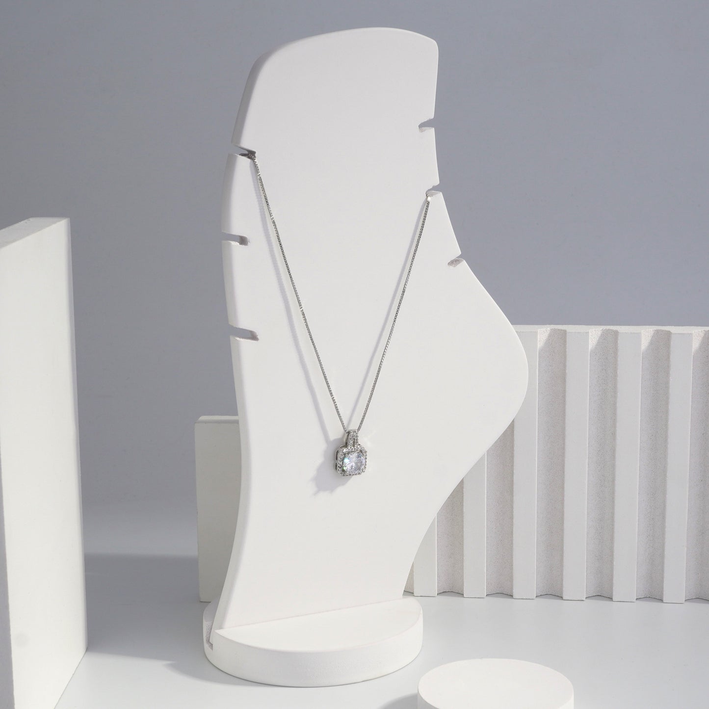 Scentorya Silver Plated Studded With Zirconia Diamonds Silver Chain Pendant