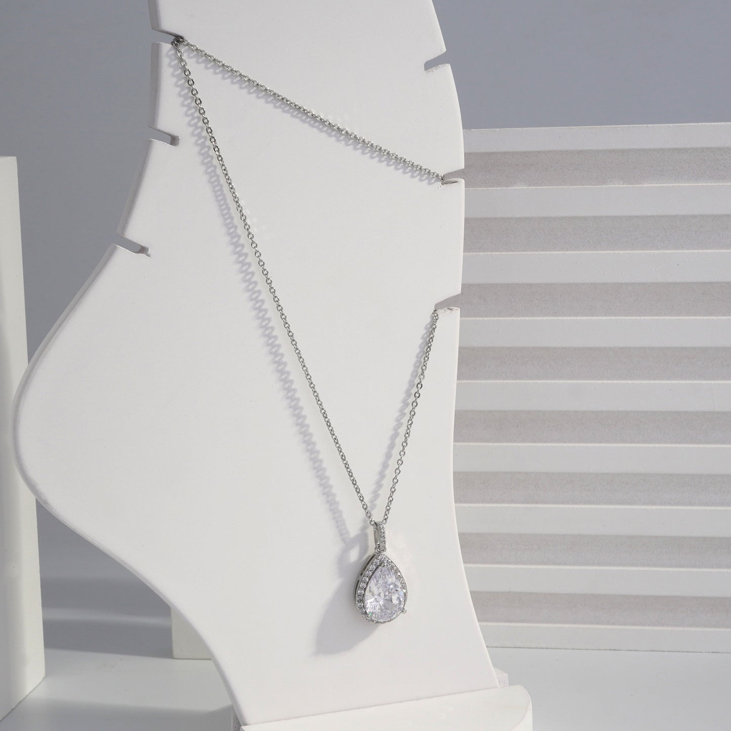 Scentorya Silver Plated Studded With Zirconia Diamonds Silver Chain Pendant