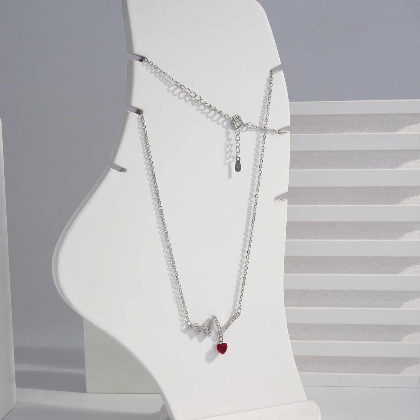 Scentorya Silver Plated Studded With Zirconia Diamonds Silver Chain Pendant