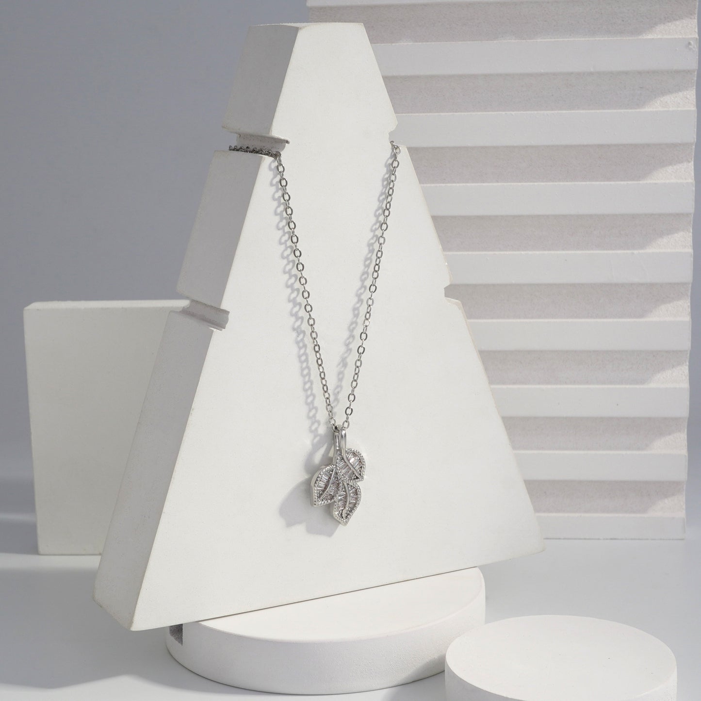 Scentorya Silver Plated Studded With Zirconia Diamonds Silver Chain Pendant