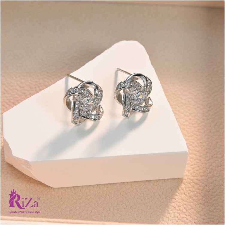Scentorya Silver Plated Studded With Zirconia Diamond Earring