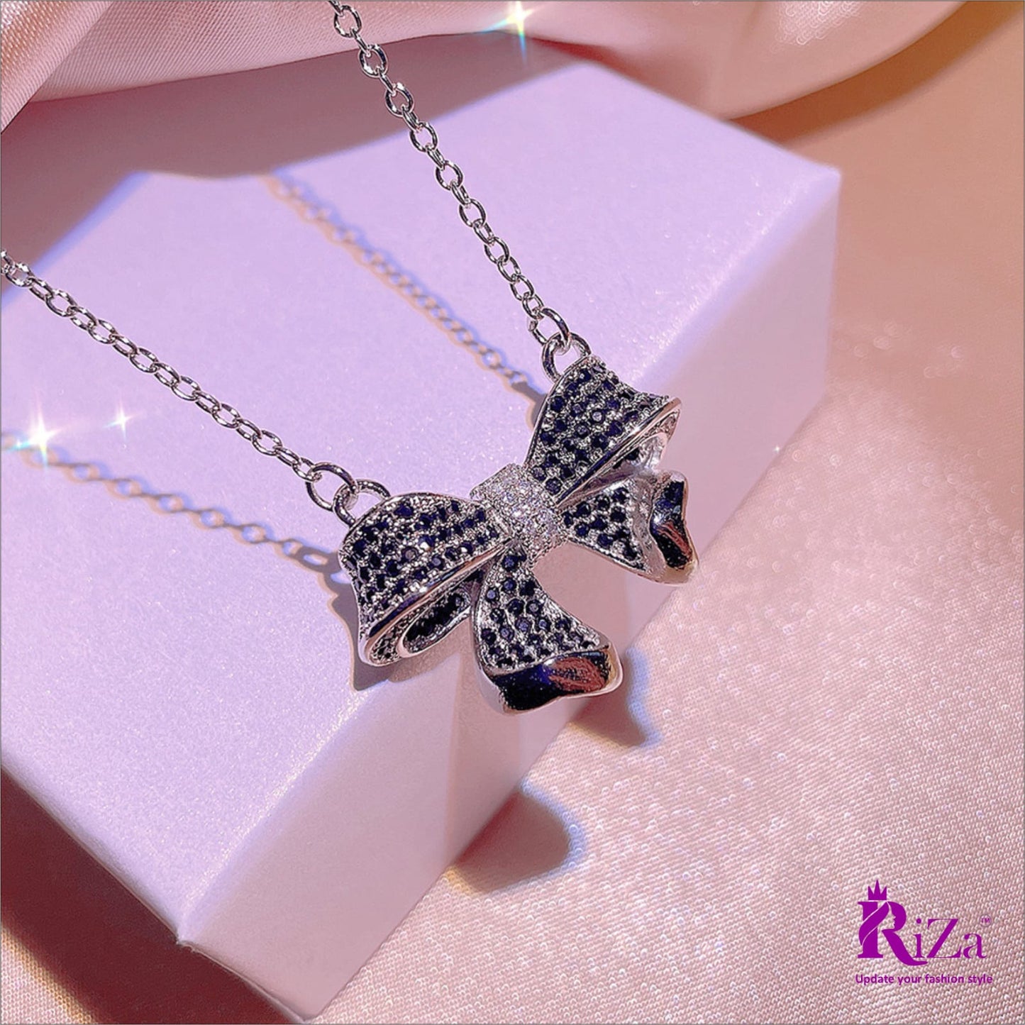 Scentorya Silver Plated Studded With Zirconia Diamond With Pendant Set