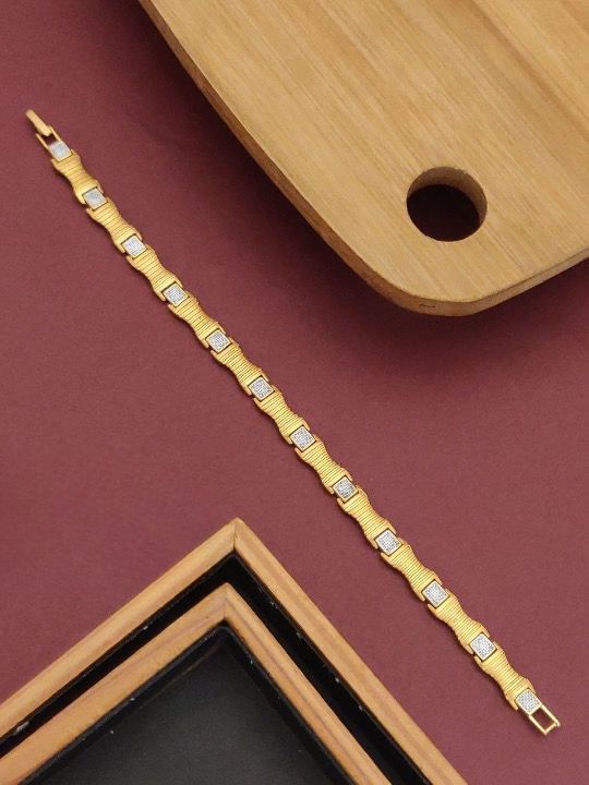 Scentorya Gold Plated Studded With Gold Bracelate