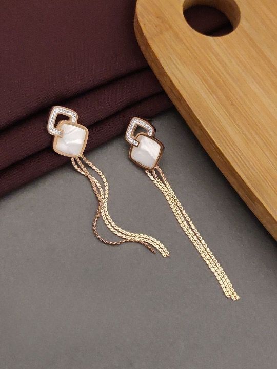 Scentorya Gold Plated Studded With Zirconia Diamond Earrings