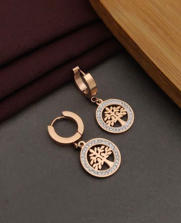 Scentorya Gold Plated Studded With Zirconia Diamond Earrings