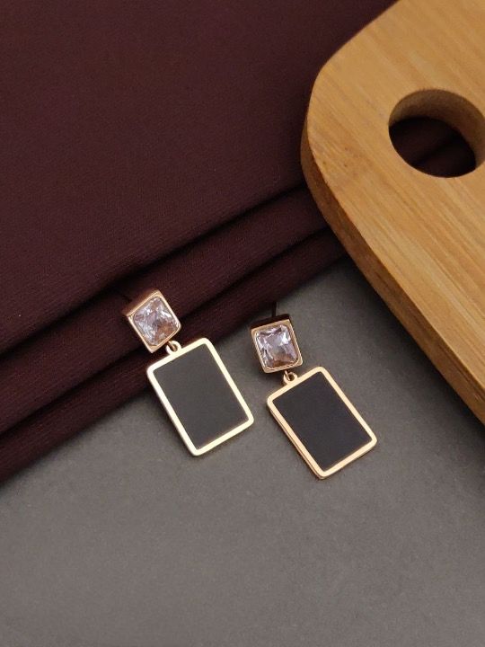 Scentorya Gold Plated Studded With Zirconia Diamond Earrings