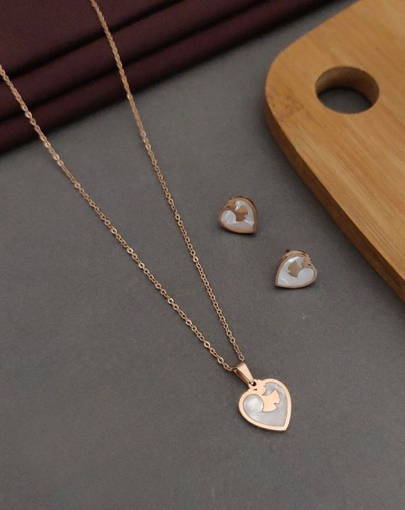 Scentorya Rose Plated Studded With Zirconia Chain with earring Pendant