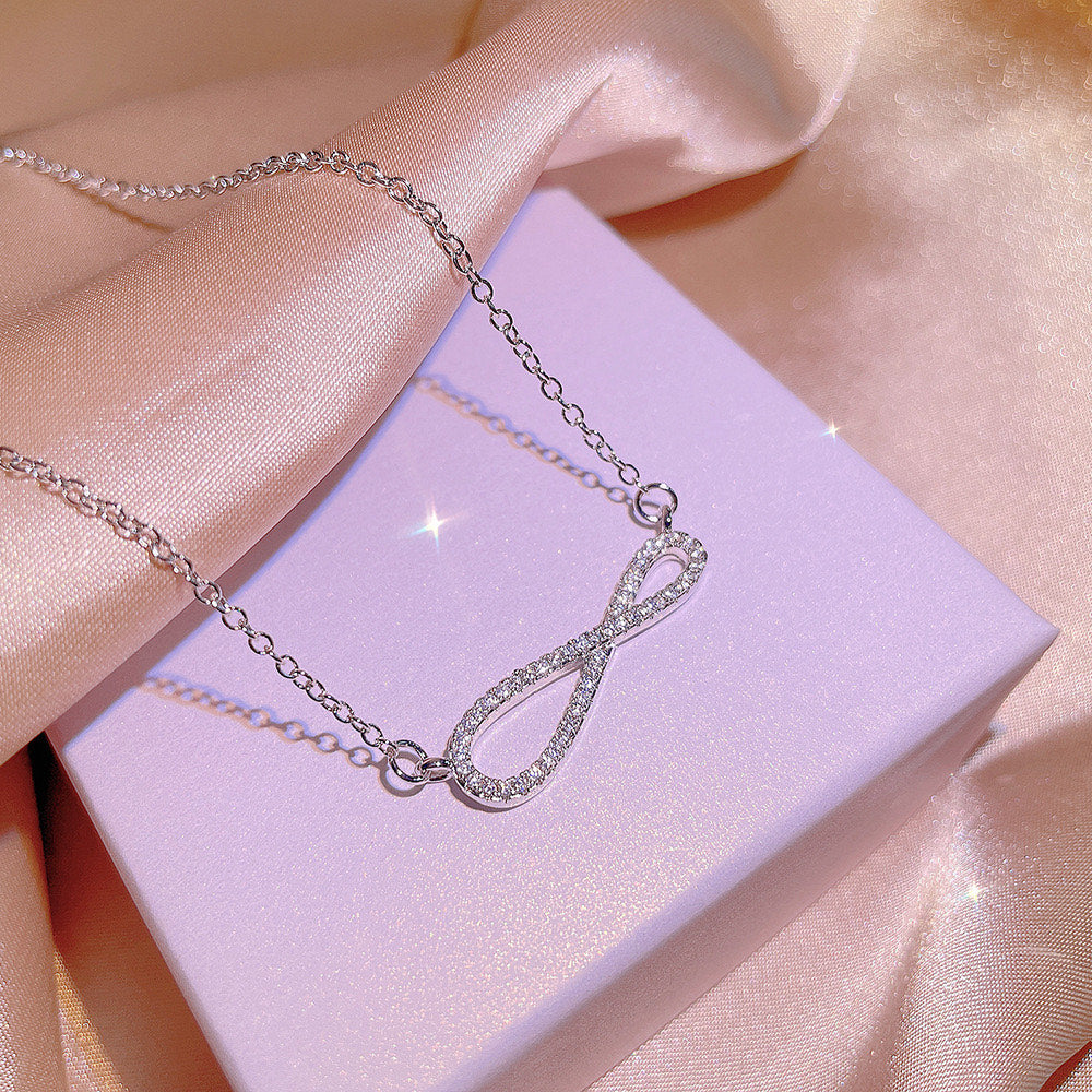 Scentorya Silver Plated Studded With Zirconia In Infinity Style Pendant