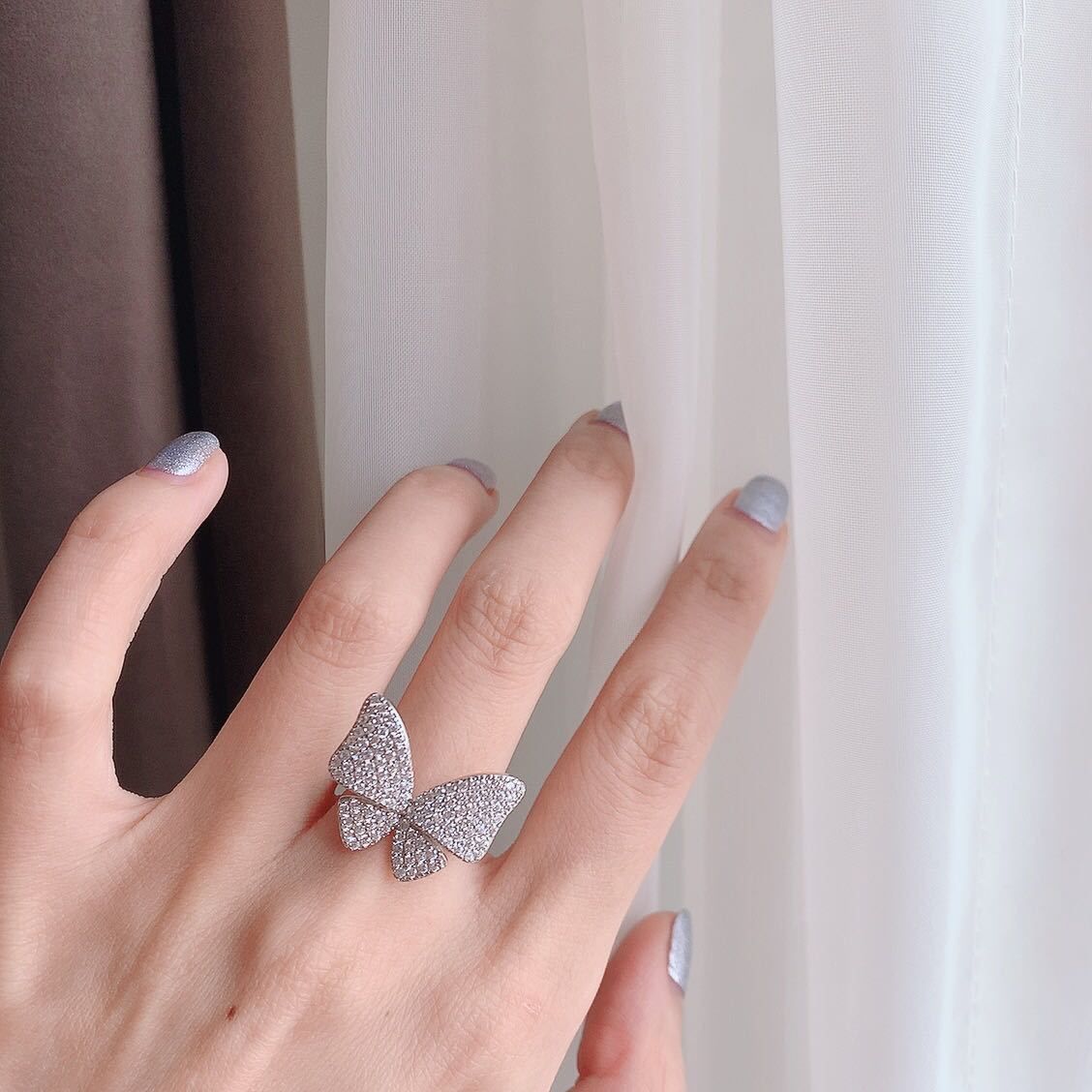Scentorya silver plated studded with cubic zirconia diamond ring