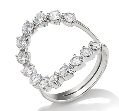 Scentorya silver plated studded with cubic zirconia diamond ring