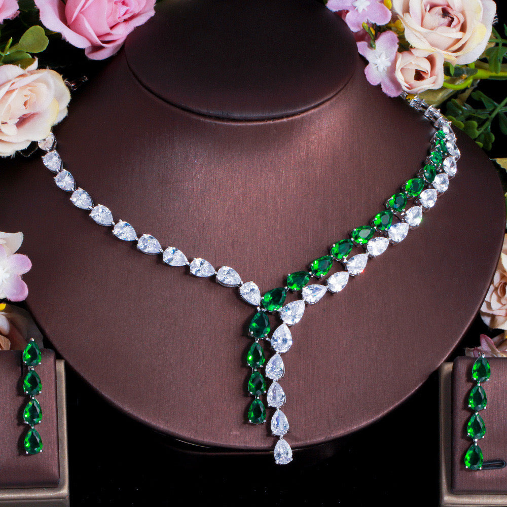 Scentorya Silver Plated Studded With Zirconia Diamond With Multi Colour Necklace