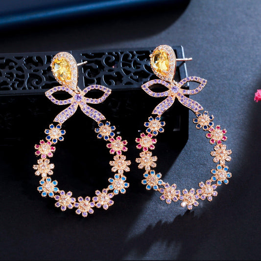 Scentorya Silver Plated Studded With Zirconia Diamond With Multi Stone Earrings
