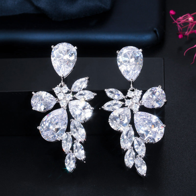 Scentorya Silver Plated Studded With Zirconia Diamond Earrings
