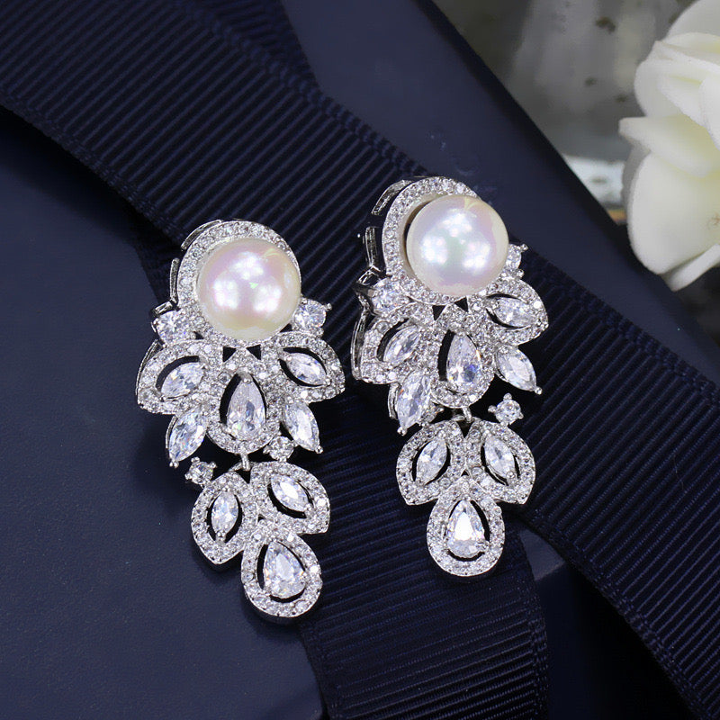 Scentorya Silver Plated Studded With Zirconia Diamond Earrings