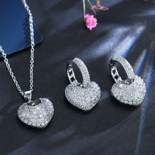 Scentorya Silver Plated Studded With Zirconia Dimond Pendant set