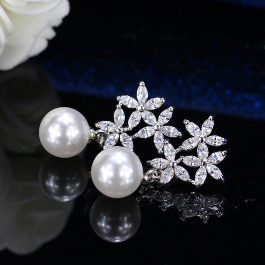 Scentorya  Silver Plated Studded With Zirconia Diamond Earrings