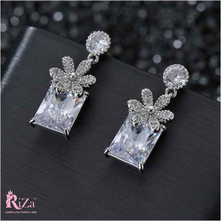Scentorya Silver Plated Studded With Zirconia Diamond Earrings