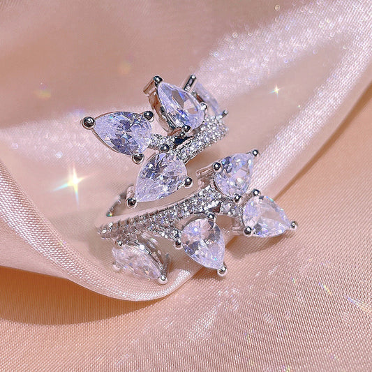 Scentorya silver plated studded with cubic zirconia diamond ring