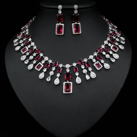 Scentorya Silver Plated Studded With Zirconia Diamond With Multi Colour Necklace