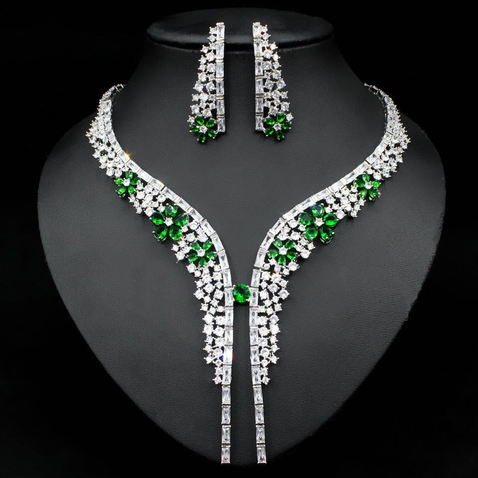 Scentorya Silver Plated Studded With Zirconia Diamond With Multi Colour Necklace