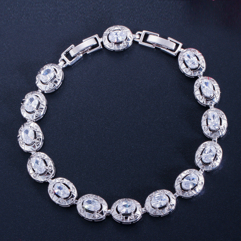 Scentorya Silver Plated Studded With Zirconia Diamond With Stone Bracelate